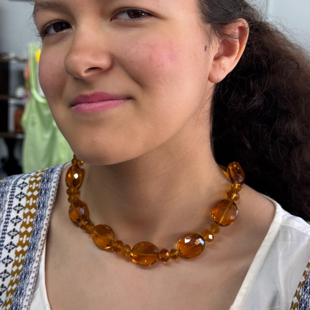 Elegant Amber Beaded Necklace